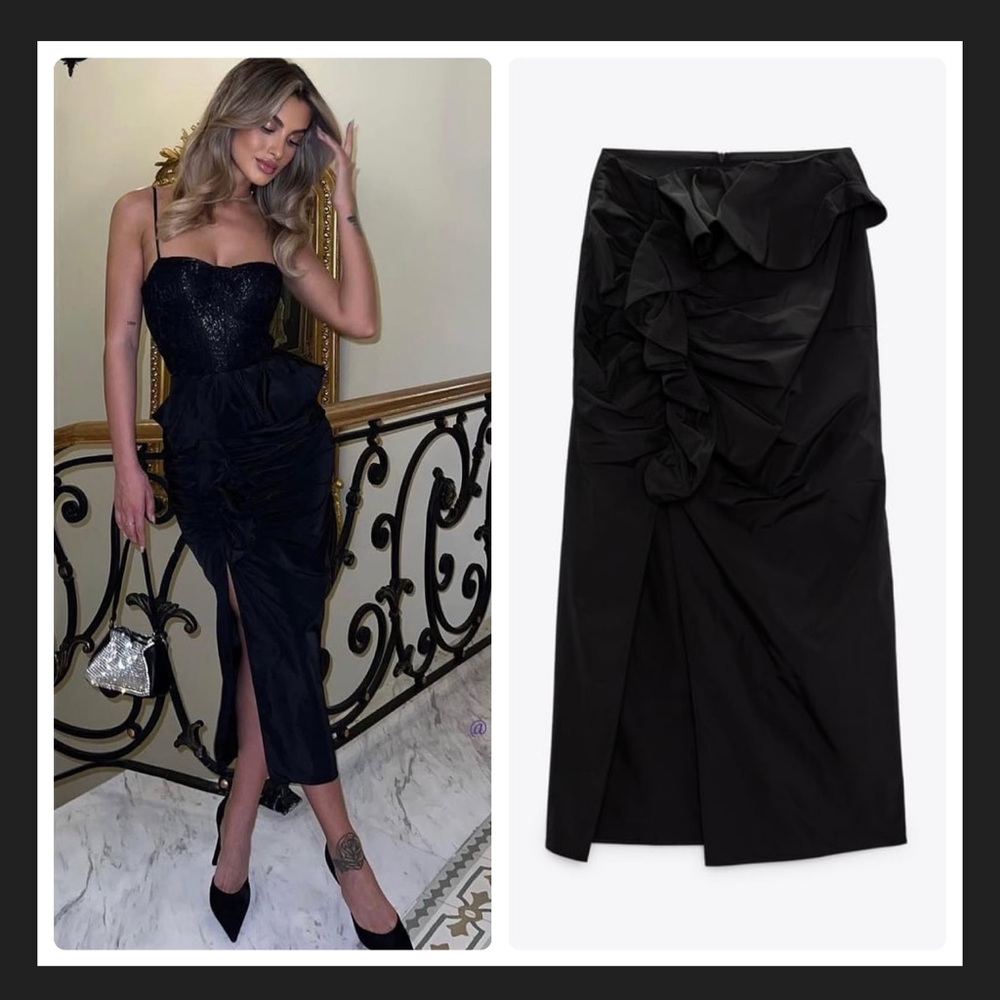 NEW Zara Ruffled Midi Skirt